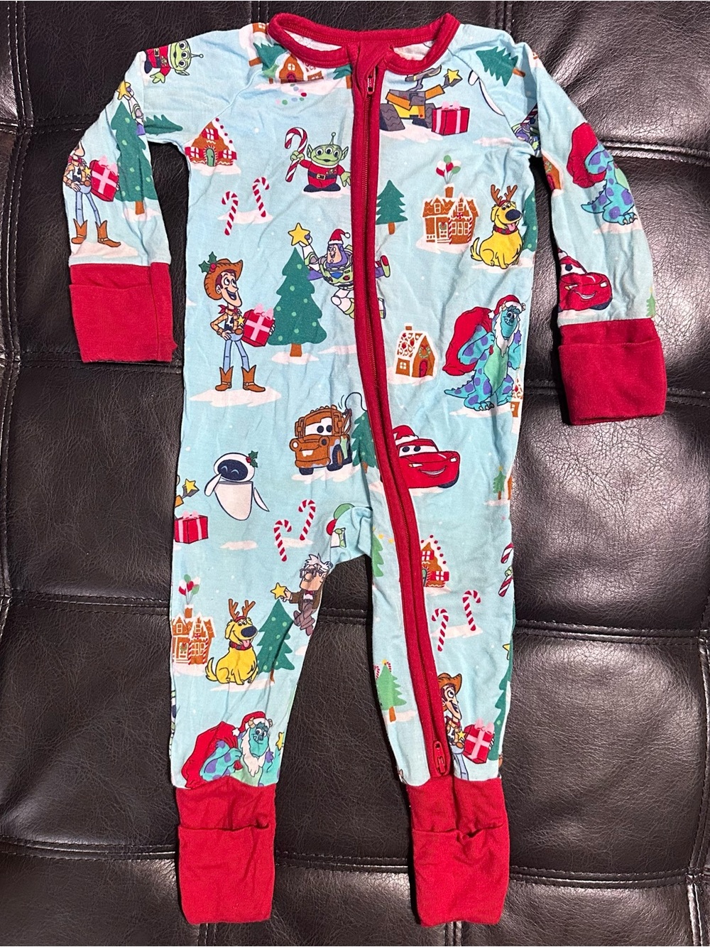 3-6 mo. Pixar Little Sleepies zippy sleeper Christmas Village print